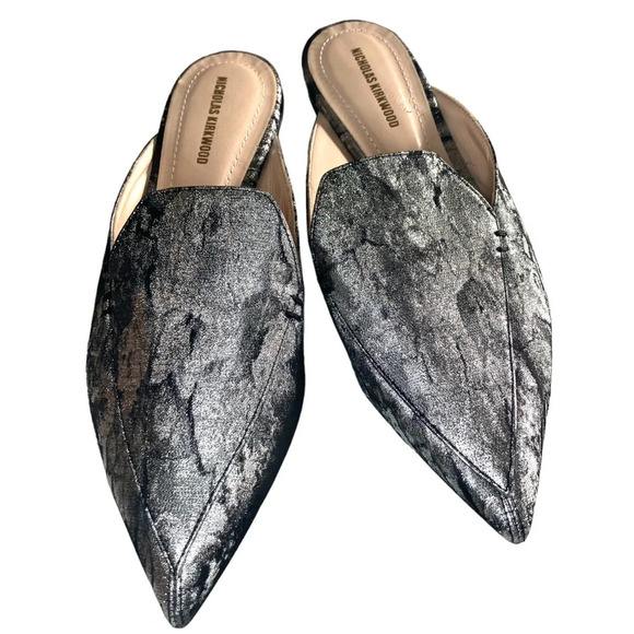 Nicholas Kirkwood Beya Mule Pointy‎ Toe in charcoal metallic 7 - Picture 1 of 8